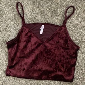 Maroon velvet crop top